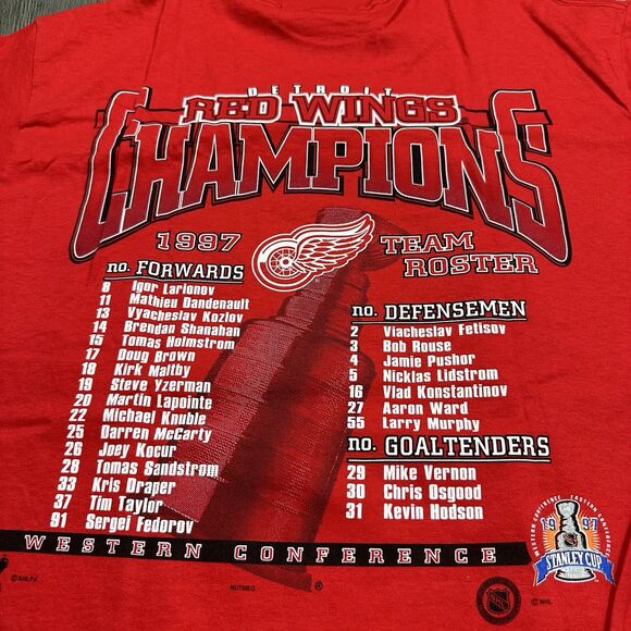 Vintage Detroit Red Wings Stanley Cup Champions 1997 NHL T Shirt Size L Large - Picture 8 of 8
